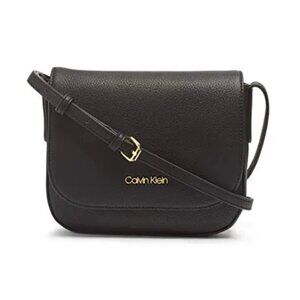 Calvin Klein Black Crossbody shoulder Bag purse with Blue Accent ribbon